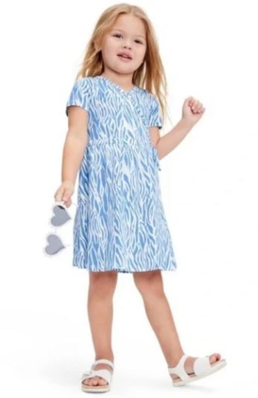 New Diane Von Furstenberg Girls Short Sleeve Dress Sea Twig Blue Large 10/12